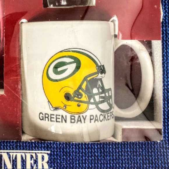 NIB Vintage Green Bay Packers Mug, & Shot Glass Fan Set By Hunter - Picture 2 of 12